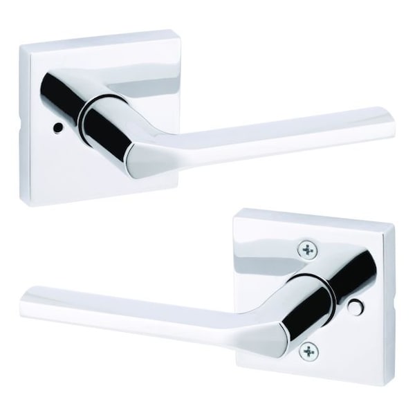 Kwikset Lisbon Lever with Square Rose Privacy Door Lock with 6AL Latch and RCS Strike Bright Chrome Finish 730LSLSQT-26 - main